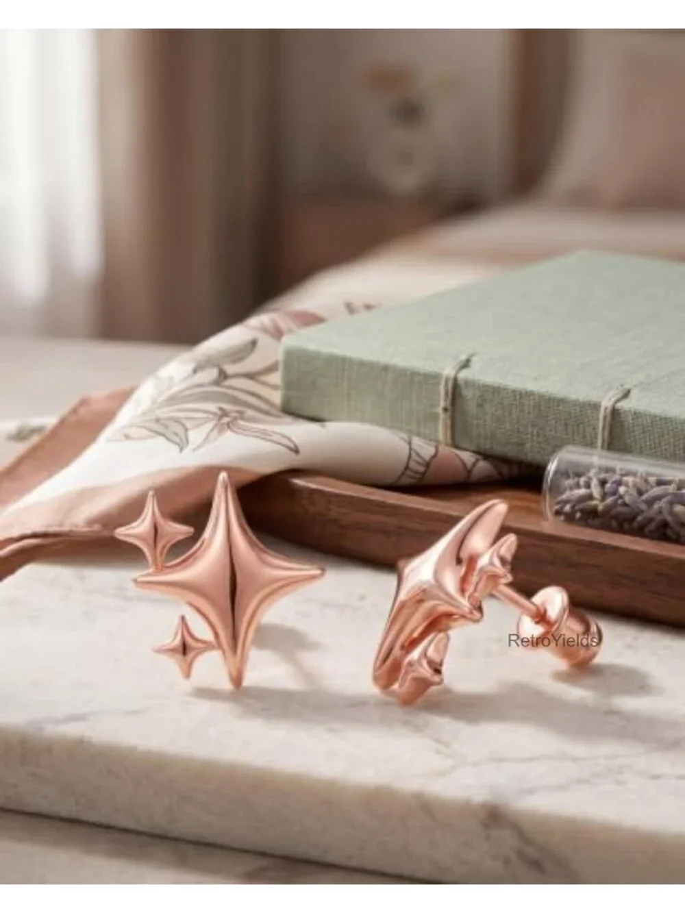 14K Gold Vermeil Recycled Sterling Silver Star Stacking Earrings Hypoallergenic